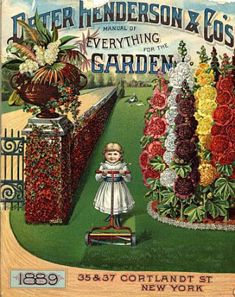 Look at the size of those hollyhocks missus! A fun but absurdly unreaslistic catalogue cover. (taken from landscapenotes.com)