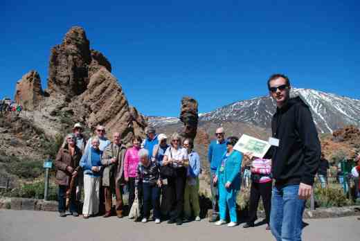 and the rocks all around are magnificent - here is the group in front of God's finger and behind our guide