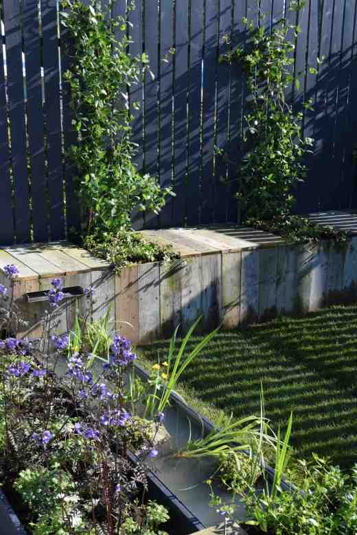 Detail of seating and small water feature